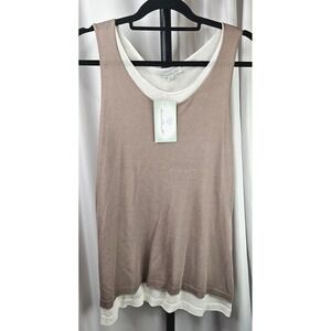 NWT's Keren Hart Layered Tank Top Sleeveless Casual‎ Knit Neutral Tunic Size L